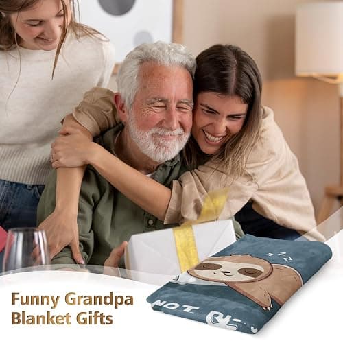 Funny Gifts for Grandpa Christmas, Grandpa is Charging Sloth Blanket, Grandpas Birthday Gift, Grandpas Gifts from Grandkids for Fathers Day, Soft Sloth Blanket for Grandfather 60" x 80" thumbnail 2