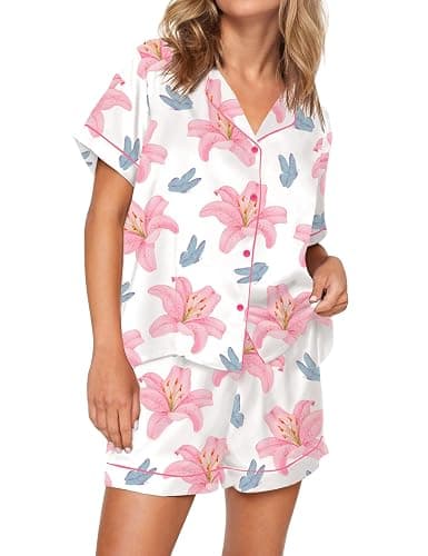 SHESHOW Funny Graphic Pajamas for Women Set Button Down Short Sleeve Top and Shorts Pjs Sets Sleepwear XS-XXL thumbnail 2