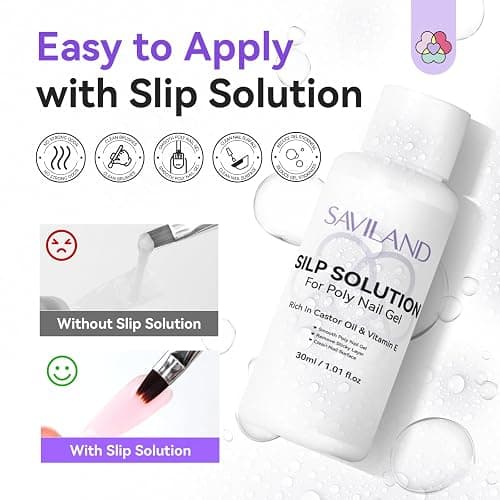 SAVILAND Poly Gel Nail Kit Starter: 4 Colors Natural Clear Poly Nail Gel with U V Lamp Slip Solution Quick Dry Nourish Nails 28 Days Durable DIY Salon Home Use thumbnail 7