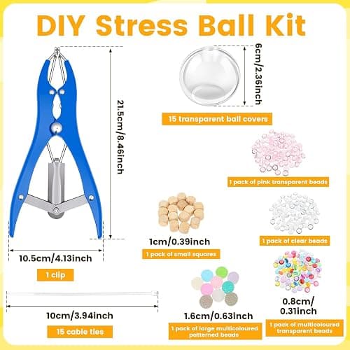DIY Stress Ball Making Kit,15 Sets Complete Squishy Maker Kit with Expandable Tool & Crunchy Fillers,Custom ASMR Sensory Squeeze Ball Skin Kit for Adults, Kids Anxiety Relief, Office Desk Toy (#A) thumbnail 3