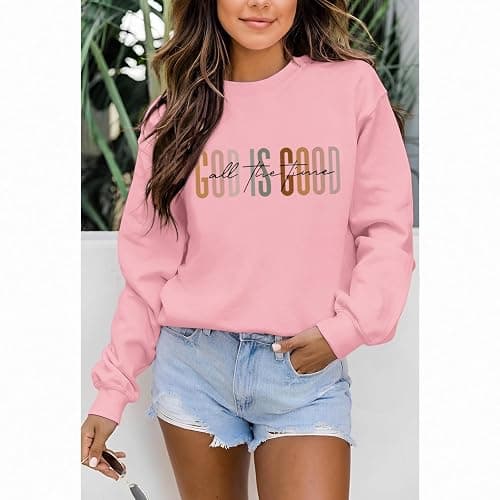 KIEKIECOO God is Good Sweatshirts for Women Christian Faith Sweatshirt Bible Verse Religious Long Sleeve Shirts Pullover thumbnail 5