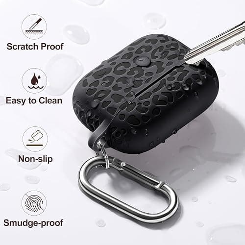 DGege Compatible with Airpods Pro 2nd Generation Case, Leopard Engraved Soft Silicone Skin Cover Full Protective Case for AirPods Pro Case 2nd/Airpod Pro Case Cover,Front LED Visible,Black thumbnail 2