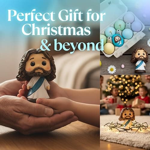 Jesus Bobblehead for Car Dashboard - 3.5" Resin Baby Blue Mini Jesus Figure/Statue - Christian Car Decor - Small Jesus Figurine for Desk, Shelf & Home thumbnail 6
