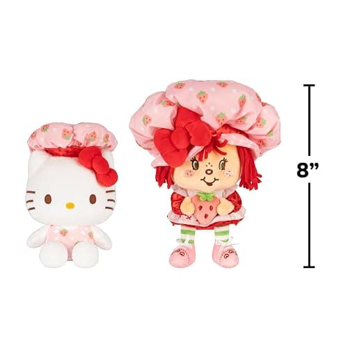Hello Kitty® - 8-Inch Strawberry Shortcake x Hello Kitty® Plush 2-Pack - Officially Licensed Sanrio Product from Jazwares - Ages 6+ thumbnail 2