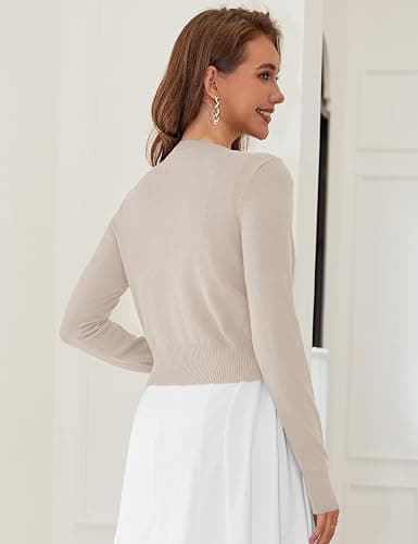 LETDIOSTO Cropped Cardigan Bolero Shrug for Women, Button Down Long Sleeve Knit Sweater for Dresses,for Jeans, XS to XL thumbnail 3