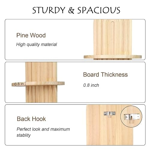 Nacidooka 23.6" Boho Arched Wall Shelves Set of 2 Mid Century Plant Shelves | 2-Tier Natural Wood Floating Shelves Decorative Wall Plant Holder for Home Living Room Bedroom Bathroom Entryway Office thumbnail 7