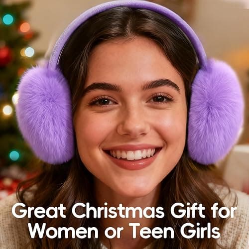 CHUANGLI Women Foldable Ear Muffs for Cold Weather Fluffy Earmuffs Lady Winter Warm Headband Cute Soft Ear Warmers thumbnail 2