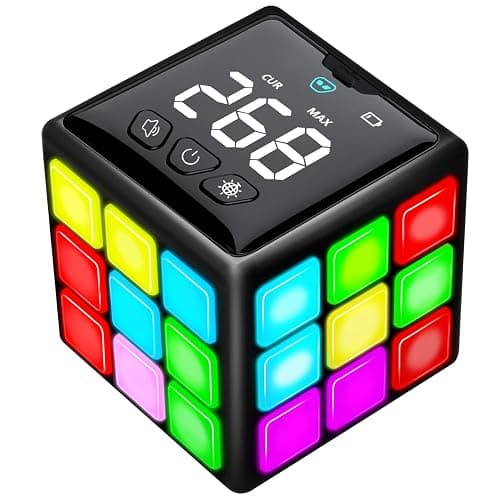 Xinbeiya Rechargeable Handheld Cube with Games - 15 Fun Brain & Memory Games with Score Screen for Kids Teens - Christmas Easter Birthday Gifts for Boys Girls Ages 6-12+ Years Old (Black) - Image 1