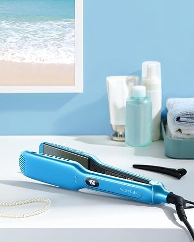 Wavytalk Hair Straightener, 1.7 Inch Wide Vent Sesh Titanium Wet to Dry Flat Iron, Straightener for Damp or Dry Hair (Blue) thumbnail 8