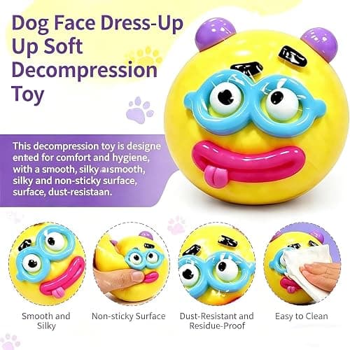 NEW Smushers Squishy, Curiosities Smushers Dog Face Swap Squishy,Cute Easy Squeezy Funny Face Squishy Stress Balls, Stress Relief Desk Accessory for Adults (Pink) thumbnail 6