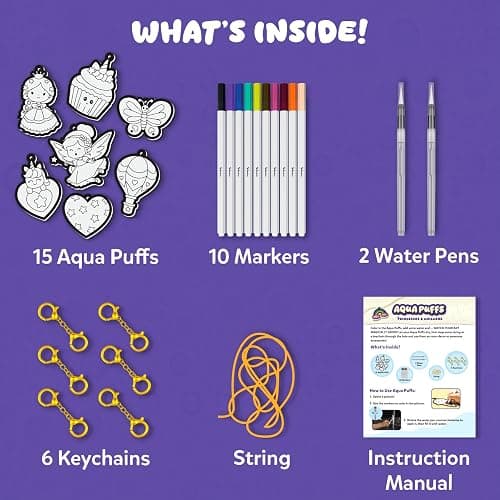 Skillmatics Aqua Puffs Unicorns, Art & Craft Gift for Kids, Paint by Number | DIY Princess Puffy Keychains, Screen-Free, Mess-Free Activity, Creative Kit for Girls & Boys Ages 4, 5, 6, 7, 8, 9, 10 thumbnail 6