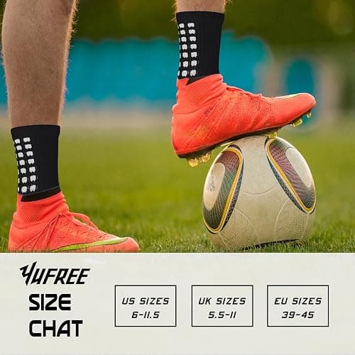 Yufree Soccer Grip Socks for Ultra Traction, 4 Pairs | Breathable moisture-wicking fabric, comfortable secure fit, wash-durable construction, built for training and games thumbnail 6