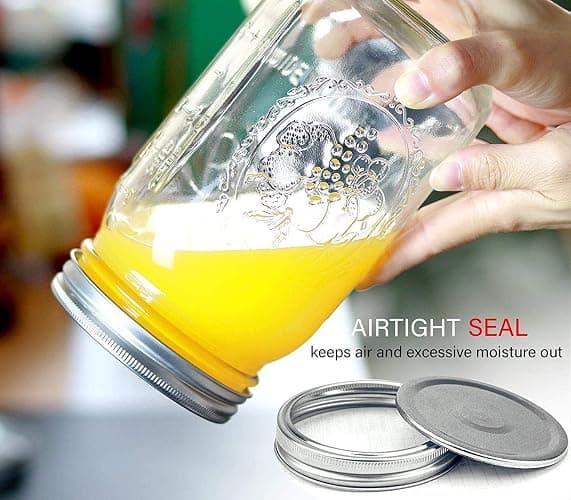 12 Pack Wide Mouth Mason Jars 32 oz - Heavy Duty Glass Quart Mason Jars With Airtight Lids for Pickling, Canning, Food Storage, Meal Prep and Fermenting, Leak Proof thumbnail 2