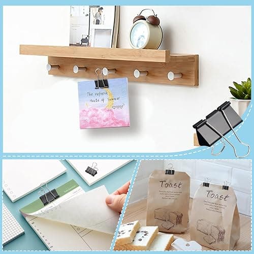 208 PCS Binder Clips Paper Clamps Assorted Sizes, Metal Paper Binder Clip, Black Binding Paperwork Clamp Bulk, School Teachers Office Supplies - Assorted Sizes × 208 PCS thumbnail 6