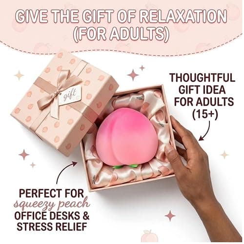 Pink Peach Squishy Toy, Slow Rising Stress Relief Fidget Toy | Realistic peach squishy shape, slowly rebounds after squeezing, relieves stress, cute desk decor & gift thumbnail 7