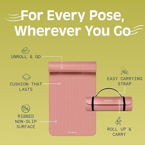 Retrospec Solana Yoga Mat Thick 1/2in Non-Slip Workout Mat with Nylon Strap - 72x24in Exercise Mat for Pilates, Stretching & Fitness - BPA Free, Easy Clean thumbnail 5