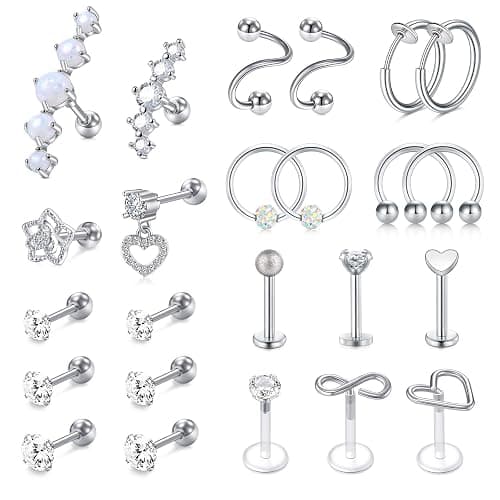 Mayhoop 16g Cartilage Earrings - Men Women Surgical Stainless Steel Tragus Piercing Jewelry Stud Hoop Forward Helix Rook Daith Conch Earrings - Image 1
