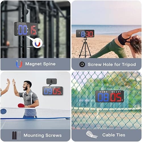 ANJANK 11’’ Large Digital LED Scoreboard Electronic Score Keeper Clock, Countdown/up, with Powerful Battery, 4 Mounting Options, for Corn Hole/Ping Pong/Basketball Sports, Gym, Indoor & Outdoor Games thumbnail 5
