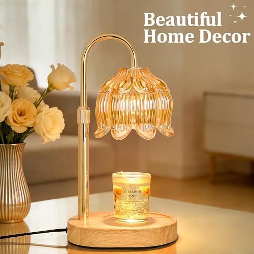 Flower Candle Warmer lamp with Timer Dimmer,Adjustable Height Candle Warmer,Fits All Jar Scented Candles,Christmas Gifts for Mom Women,Candle Lamp for Bedroom Home Decor,Flower Amber thumbnail 8