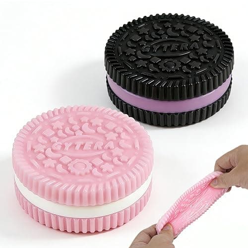 Gytera Sticky Cookie Squishies Fidget Toys Adults, Squeeze Toys Fidget Toys for Autism, Stress Balls for Adults Fidgets Birthday Easter Basket Stuffers(2 Pack Pink Black) - Image 1