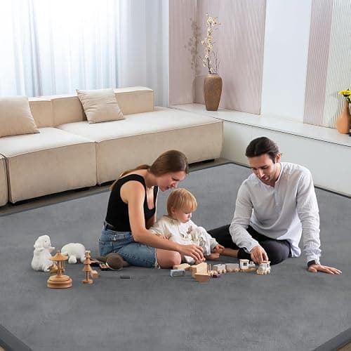 ILPEOD Baby Play Mat for Floor Tummy Time Nursery Rug Muscle Mat Area Rug Playroom Tatami 50 * 50" Memory Foam 1.3" Thick Crawling For Babies,Toddlers, Infants, Kids,Floor Mat(Grey) thumbnail 3