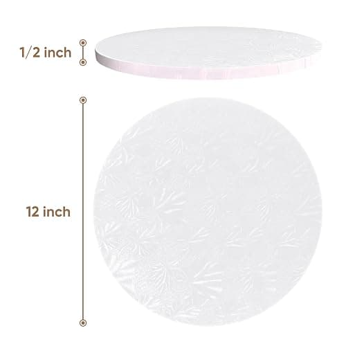 Cakebon Round Cake Boards - Sturdy 1/2 Thick Drums - 12 Inch Professional Fully Wrapped Edges White 1-Pack thumbnail 2