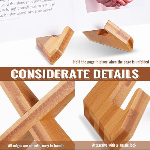 Sunnychicc Cookbook Stand for Kitchen, Recipe Book Holder for Kitchen Counter, Wooden Cookbook Holder, Rustic Cook Book Stand thumbnail 7