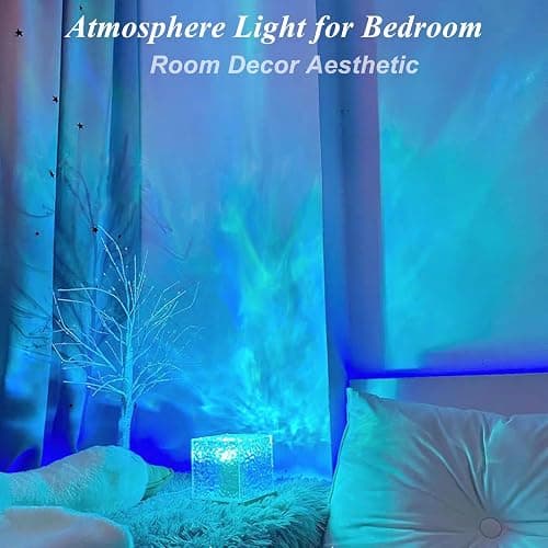 Aurora Ocean Wave Lights Projector No Wiring, Touch Cube Color Changing Light with 16 Colors 4 Modes Dimmable Cordless Mood Lamp for Shower, Northern Light for Bedroom Bathroom, with Remote (Large) thumbnail 5