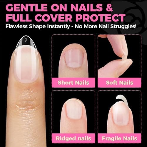 UNA GELLA Short Almond Nail Tips: 504PCS Short Fake Nails Soft Press On Gel Nail Tips Pre Shaped Almond Shape Home Nail Extension Full Cover, 12 Sizes Acrylic Gelly Tips thumbnail 7