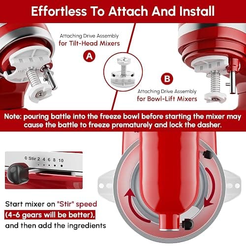 Ice Cream Maker Attachment for KitchenAid Stand Mixer | 2 Quart Ice Cream Bowl, Fits for KitchenAid 4.5 Qt & Larger Models - Homemade Ice Cream, Gelato & Sorbet, Ice Cream Machine by InnoMoon thumbnail 3