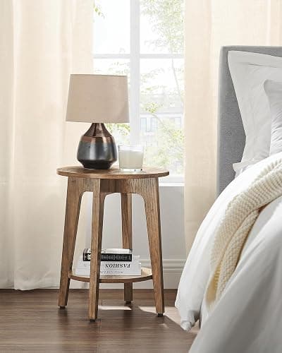 VASAGLE MAEZO Collection - Side Table, 2-Tier Small Round End Table, Nightstand with Tapered Legs, Curved Transitions, for Small Spaces, Living Room, Bedroom, Honey Brown ULET283T41 thumbnail 8