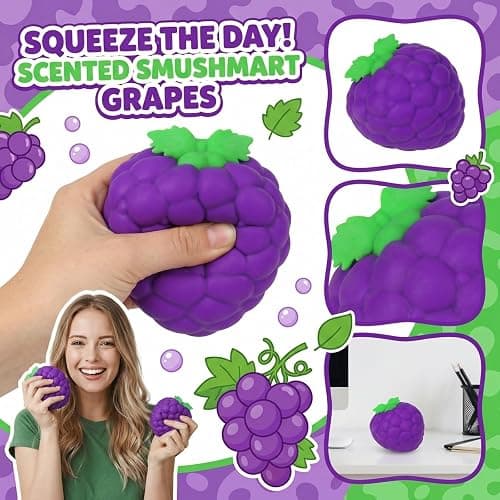 MLUTJINOO Purple Grape Scented Squeeze Stress Ball, Soft Slow Rising Squeeze Toys, Relaxation Squeeze Toys for Student and Adults,Grapes thumbnail 4