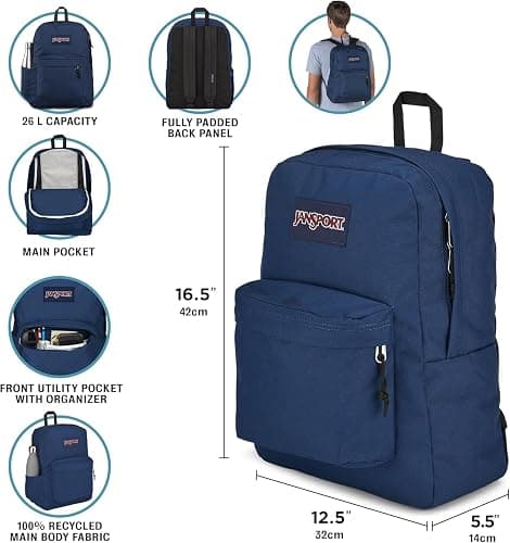 JanSport SuperBreak Plus Backpack with Padded 15-inch Laptop Sleeve and Integrated Bottle Pocket - Spacious and Durable Daypack for Work and Travel - Russet Red - Russet Red thumbnail 5