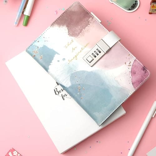 CAGIE Diary for Girls Age 8-12 Gifts for 9 10 11 12 Year Old Girls Diary with Lock, Spilling Ink Design 192 Pages Lock Diary with Pen, 5.7 x 8.5 Inch Birthday Gifts for Girl Journal with Lock thumbnail 2