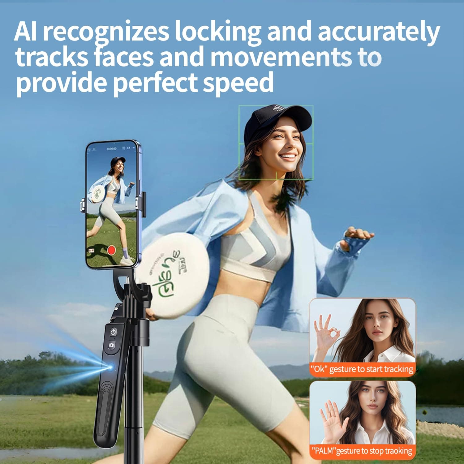 yAyusi Auto Face Tracking Tripod 360° Rotation with Light, No App, 180cm Phone Tripod & Selfie Stick with Remote for Cell Phone 4"-7", Motion Sensor Phone Tripod for Vlog/Live Stream/Video Recording thumbnail 4
