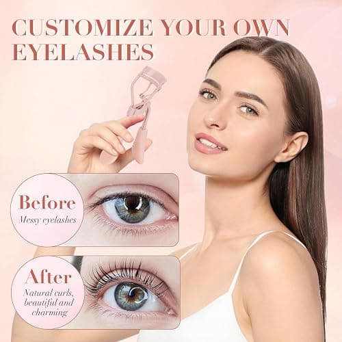 ODELY Eyelash Curler with Pads, Lash Curler with 10 Extra Silicone Replacement Pads, Comfortable Grip for Effortless Curling – Eyelashes for The Perfect Eye Contour (Rose Pink) thumbnail 3