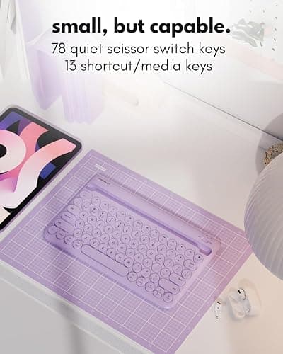 Macally Small Wireless Bluetooth Keyboard for iPad mini/Air/Pro, iPhone, Tablet, and Phone - 78 Key iPad Keyboard with Built-in Stand - Universal Compatible Multi Device - Purple thumbnail 5