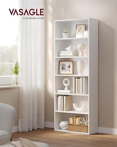 VASAGLE Set of 2 Bookshelves, 23.6 Inches Wide, 6-Tier Open Bookcases with Adjustable Storage Shelves, Floor Standing Units, Cloud White ULBC166T14-2 thumbnail 2