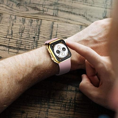 HANKN 42mm Hard Plated Case for Apple Watch Series 11 10 42mm Tempered Glass Screen Protector Case, Full Coverage Ultra-thin Shockproof Bumper Iwatch Cover (Gold, 42 mm) thumbnail 7