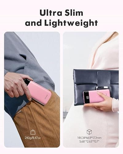 Charmast Power Bank with Built in 4 Cables, 10000mAh Portable Charger | Charges 6 devices at once,Dual voltage,Digital display,Smart protect,Flight-approved, Travel pouch+36-month support thumbnail 5