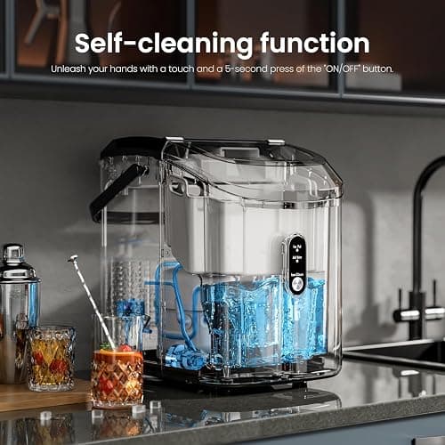 Kismile Nugget Ice Makers Countertop, 35Lbs/24H, Portable Sonic Ice Machine with Self-Cleaning/One-Click Operation for Home/Office(Stainless Steel Silver) thumbnail 3