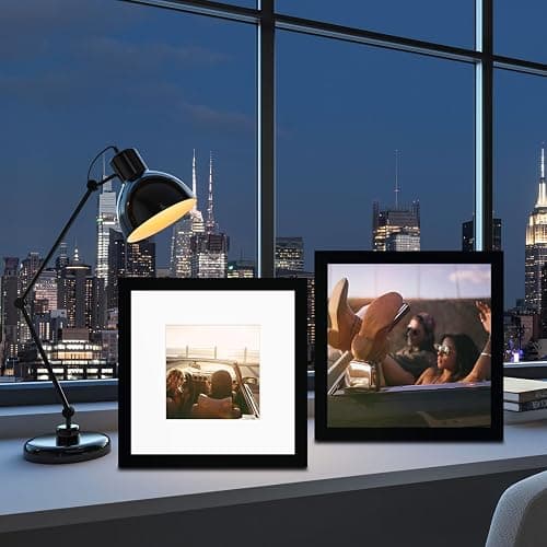 BSRHOME 12x12 Picture Frame Set of 9, Display Pictures 8x8 with Mat or 12x12 without Mat, Multi Collage Gallery Square Photo Frames for Wall or Tabletop, Black - Black - 12x12 thumbnail 2