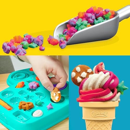 Play-Doh Rainbow Swirl Ice Cream Playset with 7 Pretend Play Kitchen Accessories, Arts and Crafts Toys for 3 Year Old Girls and Boys and Up thumbnail 6