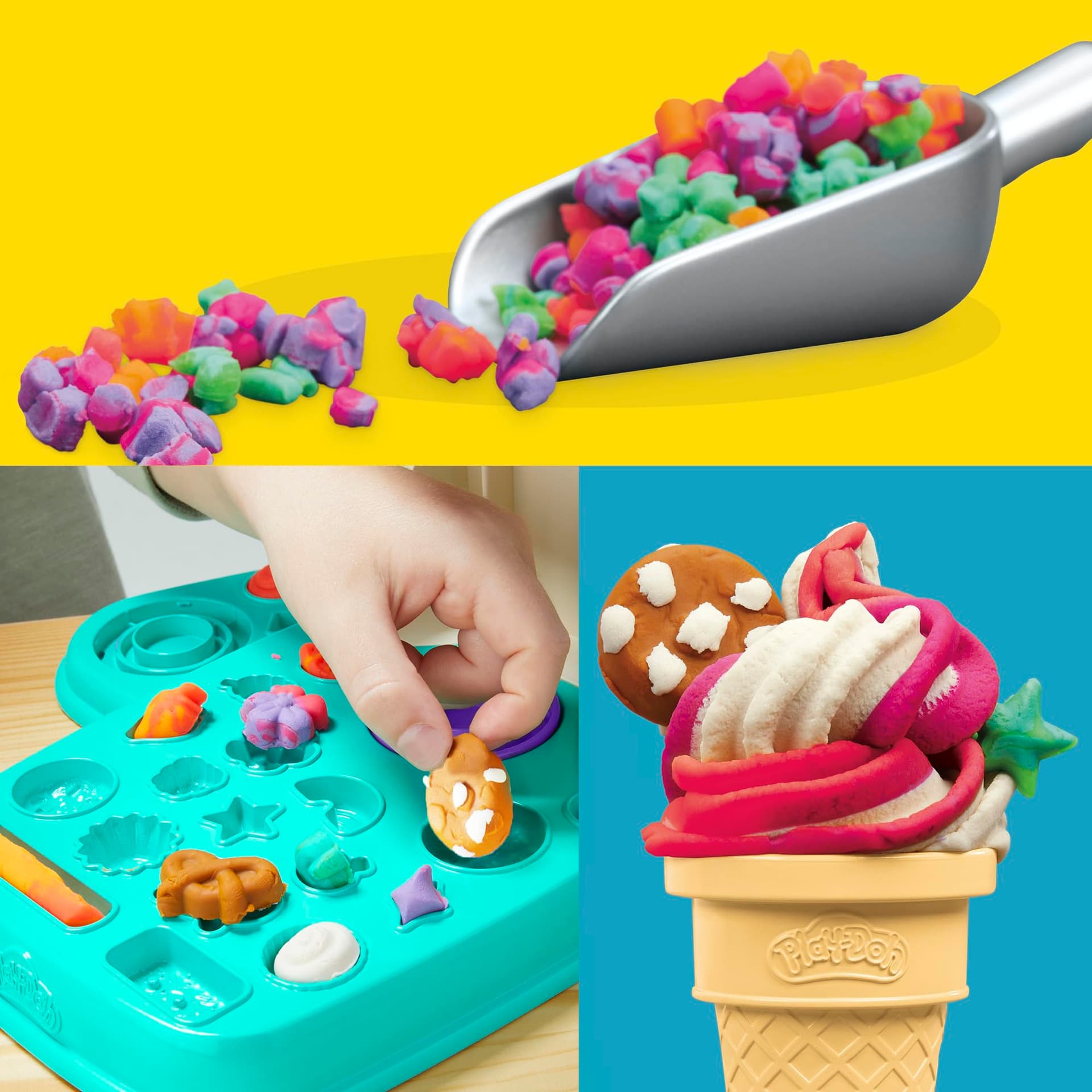 Play-Doh Rainbow Swirl Ice Cream Playset with 7 Pretend Play Kitchen Accessories, Arts and Crafts Toys for 3 Year Old Girls and Boys and Up thumbnail 6