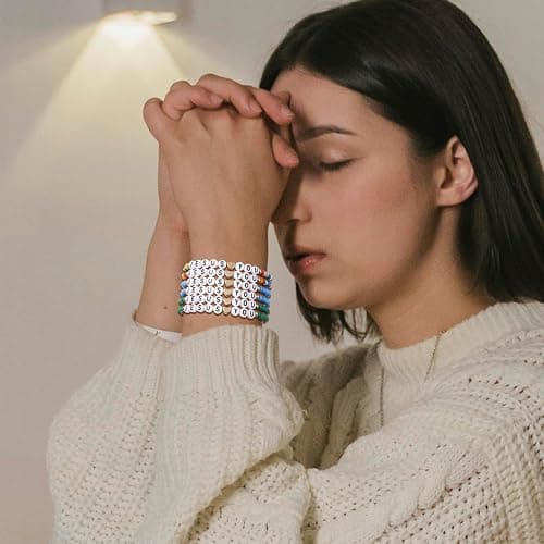 Taouzi 24Pcs 𝐉𝐞𝐬𝐮𝐬 𝐋𝐨𝐯𝐞𝐬 𝐘𝐨𝐮 Bracelets Bulk Handmade Clay Beads 𝐁𝐢𝐛𝐥𝐞 𝐕𝐞𝐫𝐬𝐞 Bracelets Christian Friendship Jewelry Xmas Gifts for Women thumbnail 4