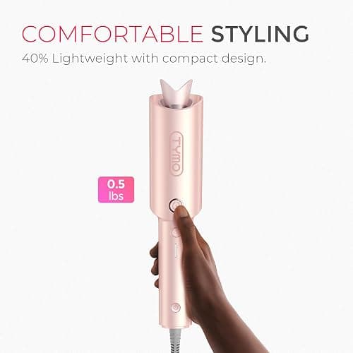 TYMO Automatic Rotating Curling Iron - TYMO CURLPRO Beach Waves Curling Wand, Portable Hair Curler, 500 Million Ionic, Dual Voltage & Lightweight for Travel, Ceramic Coating, 1 Inch, Rose Gold thumbnail 9