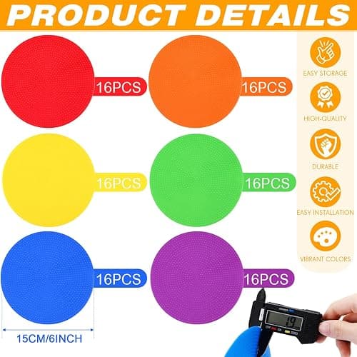 Haull Spot Markers Floor Spots with Bag Non Slip Vinyl Poly Dots for Gym Floor Basketball Football Soccer Sports Speed Agility Training Gym Dance thumbnail 2