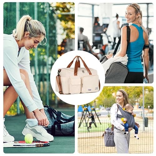 FIORETTO Women's Gym Duffle Bag with Shoes Compartment, 37L Capacity, Ideal for Travel, Gym, Sports, Duffel, Weekender thumbnail 7