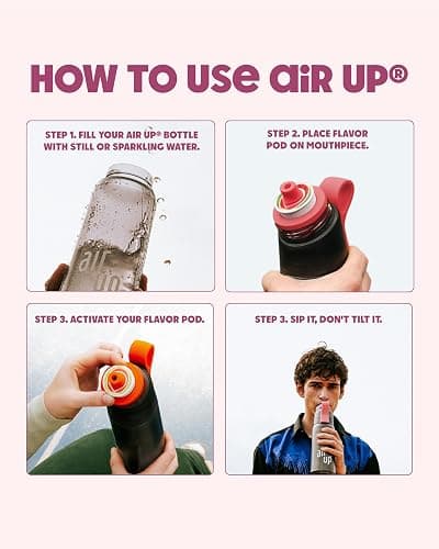 air up 22oz Hot Pink Water Flask - Sugar Free Flavored Water Bottle with Straw thumbnail 3