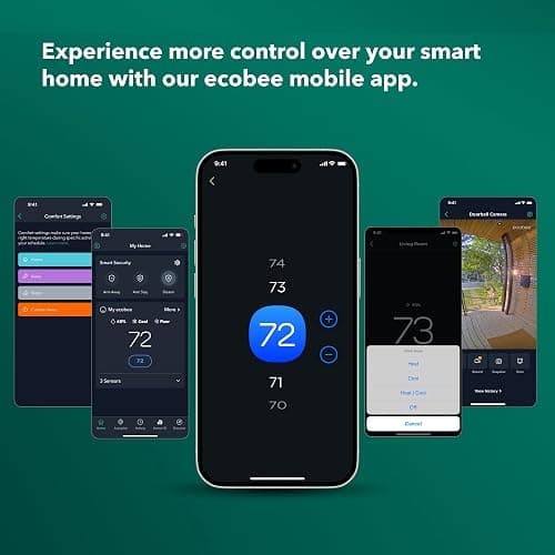 ecobee Smart Thermostat Premium with Smart Sensor and Air Quality Monitor - Programmable Wifi Thermostat - Works with Siri, Alexa, Google Assistant, Black thumbnail 6